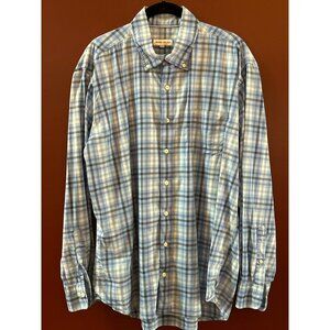 Peter Millar Men's XL Blue Gingham Plaid Long Sleeve Button-Down Shirt Casual